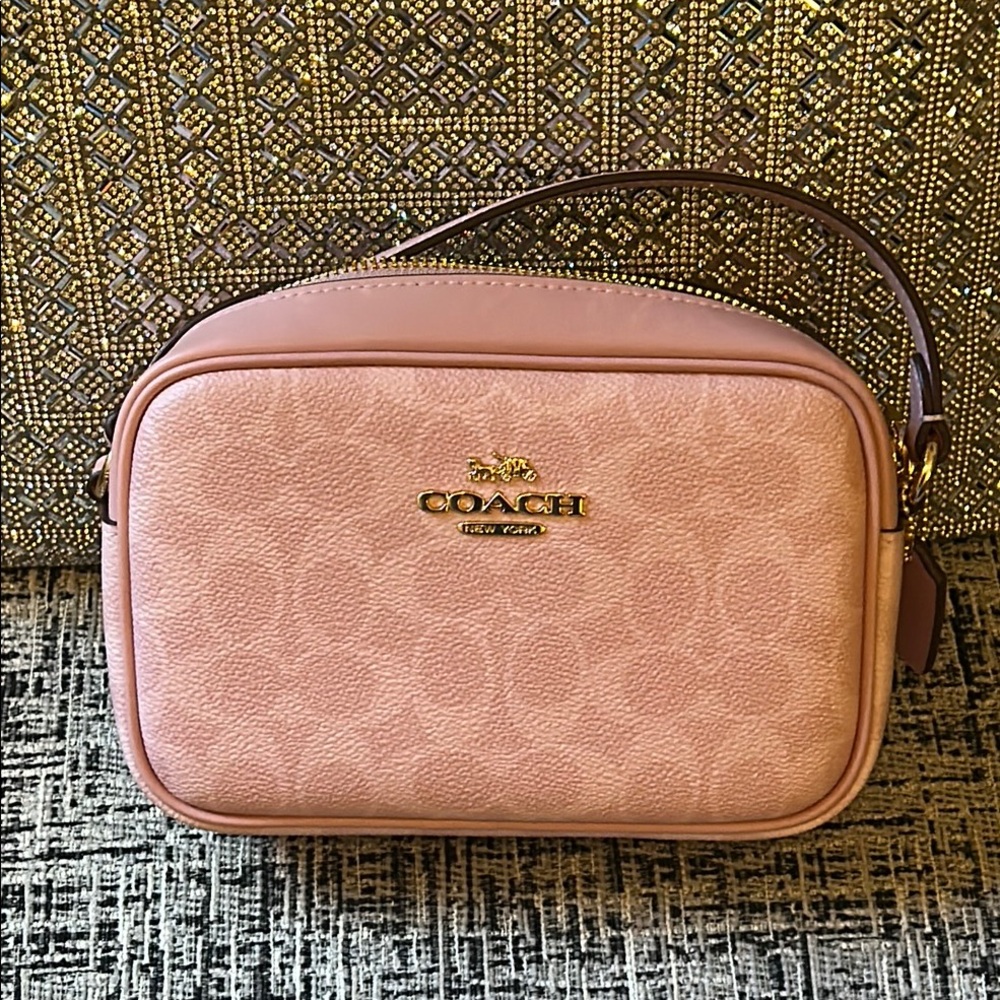 Coach Powder Pink Mini Jamie Crossbody Bag with Signature